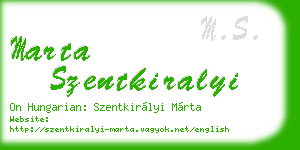 marta szentkiralyi business card
