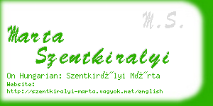 marta szentkiralyi business card